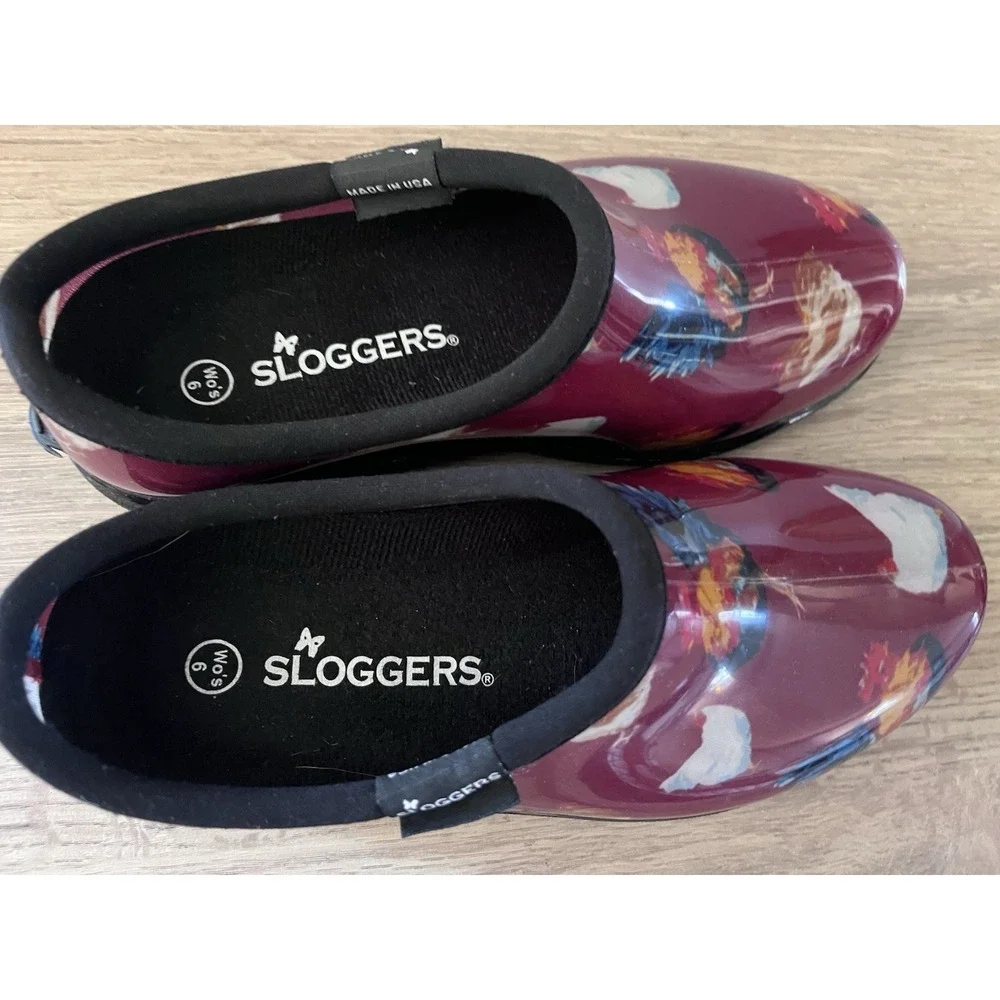 SLOGGERS Womens 6 GARDEN‎ Shoe Rain Boot Barn Chicken Waterproof Dark Red W1